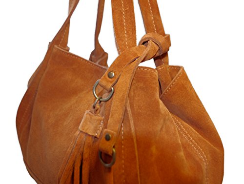 Posh Gear Womens Handbag Borsalinda suede leather Made in Italy 30x25x25 (W x H x D) brown