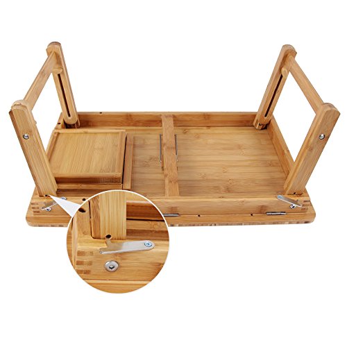 Songmics Laptoptisch Notebooktisch Betttisch Lapdesk 35 x55 x 29 cm für bis 17 Zoll Laptops aus Bambus höhenverstellbar Klappbar Betttablett Frühstückstablett LLD01N - 6