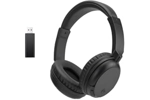 NIGHTWOOOLF Wireless Bluetooth TV Headset, Deep Bass Bluetooth Headphones Over Ear for Adults and Seniors, HiFi Stereo Lightweight Headphones for Home Office TV, PC, Cellphone (Black)