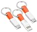 Produktbild Mini USB C Ladekabel als Schlüssel Anhänger kompatibel für alle Android Smartphones mit USB Typ C (3er Set, orange)