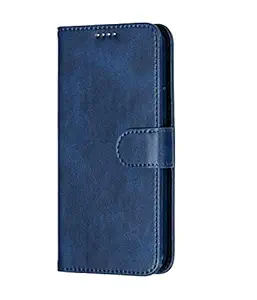 COVERBLACK Vintage Leather Wallet Pocket Flip Cover for Vivo V2059 / Vivo Y73 - Navy Blue