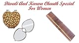 BOXO Home And Salon Use Pearl Heart Shape Compact Mirror, Hand Compact Mirror With Comb For Women And Girls, Karwa Chauth And Diwali Gift Items, 30 Grams, Pack Of 1