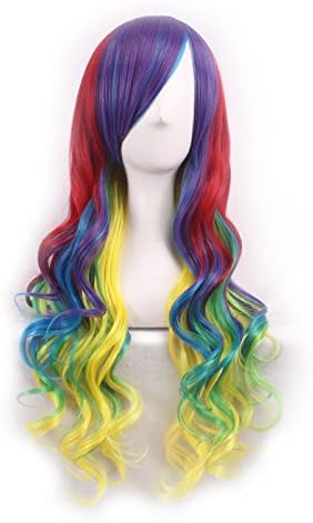 Womens Ladies Girls 70cm Harajuku Yellow Mix Color Gradient High Quality Japanese Style Anime Hair Carve Cosplay Costume Anime Party Bangs Full Sexy Wigs