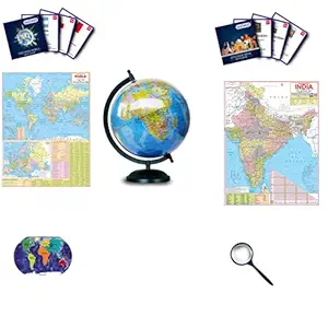 GUCHOO GUCHOO Globe | Globes STEM Educational Political Laminated 8 inch globe for students, globe for kids learning, globe for office table / Home D?cor / World Globe / birthday gift for boys and girls (8 INCH BLUE)