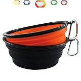 【PACKAGE CONTENT】2 X 34OZ portable travel dog / cat bowls.（Orange and Black）