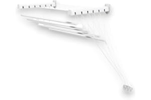 Gimi Lift 160 Stendibiancheria da Parete, Stendino a Soffitto, Saliscendi, Spazio di Stenditura: 9.5 m, Acciaio, Bianco, 160 x 45.5 x 135 cm