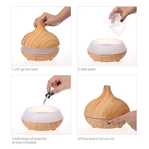 NexGadget Aroma Diffuser, Holzmaserung Luftbefeuchter 150ml Ultraschall Humidifier Duftzerstäuber Essential Oil Diffuser Purifier für Schlafzimmer,Yoga, Büro, Baby-Raum,SPA, Massage Salon - 3
