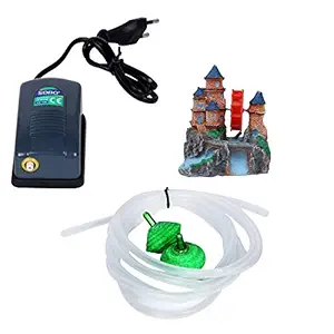 JAINSONS PET PRODUCTS Aquarium Air Pump with Bubbling Hill with 2 Air Stone and 3 m Air Tube