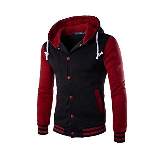 FAMILIZO Hombres Moda Invierno Ropa De BéIsbol Invierno Sudadera Con Capucha Sudadera Capa Sobretodo (XL, Rojo)