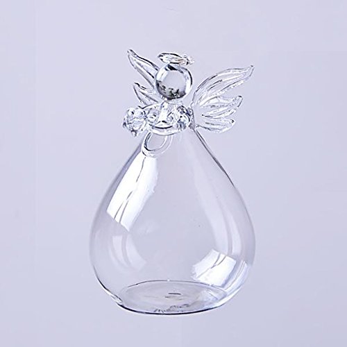 MagiDeal Engel Klar Glaswand Hängen Vase Glasvase Flasche Für Pflanzenblumendekorationen 12cm - 4