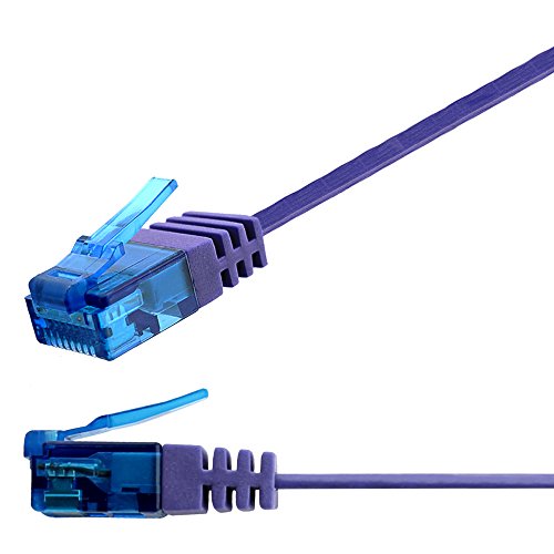 Ligawo ® 3 m RJ45 Cat6a Flat Slim 10 Gigabit Network Patch Cable - Violet