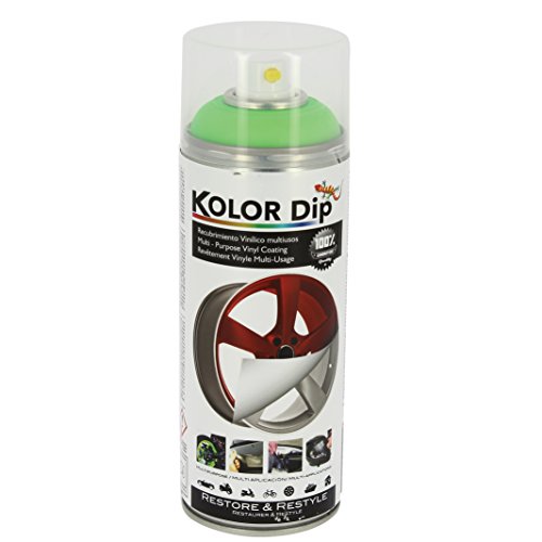 Kolor Dip SpainKD14002 Removable Liquid Vinyl Spray Paint, Fluorescent Green, 400 ml (Pack of 1)