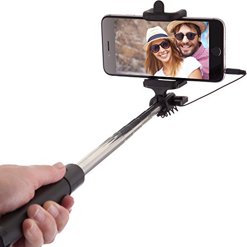 Power Theory Selfie Stick [No Bluetooth] for iPhone 6S 6 Plus 5 5s 5c + Samsung Galaxy S7 S6 S5 S4 S3 Android/Apple Phones (Black)
