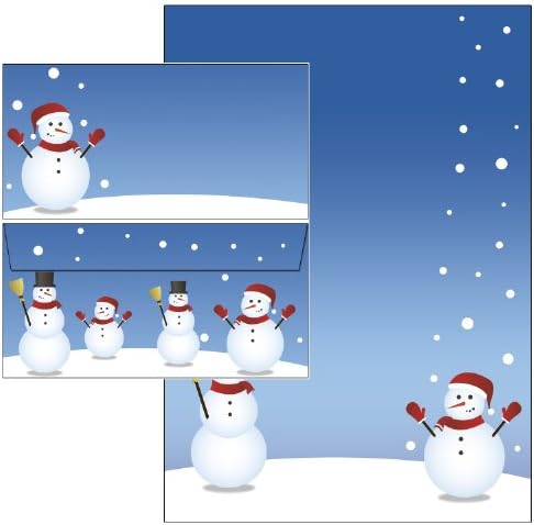 Two Cute Snowmen 50-Piece 25 Sheets Writing Paper + 25 Envelopes DIN Long without Window 5405 + 6405
