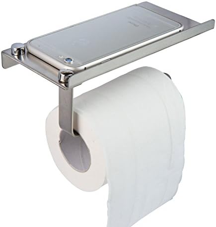 Taydee Toilet Roll Holder with Shelf Wall Mounted Brushed Stainless Steel