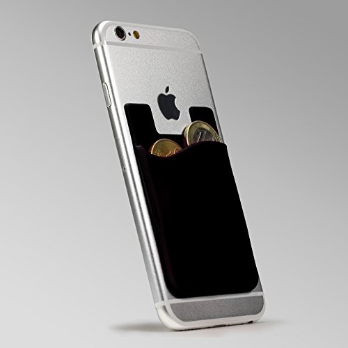 URCOVER Â Cover Porta Tessere Adesiva Universale | Custodia Carte di Credito TPU in Nero | Retro Portafoglio Accessori Smartphone Cellulare
