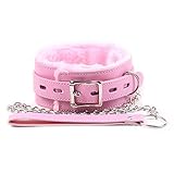 R-Wya Faux Leather Soft Plush Choker Necklace with Chain Detachable Leash Toy