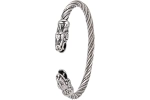 SIPURIS Pulsera vikinga para hombre, doble dragón, serpiente, nórdico, vikingo, anillo de brazo, ajustable, brazalete abierto de acero inoxidable, brazalete trenzado de cable trenzado, joyería pagana