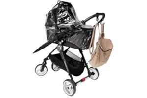 JICACLICK Protector de Lluvia Carrito Bebe Universal Funda de Plástico para Carro o Silla de Paseo Burbuja para Capazo Transparente Chubasquero para Cochecito Accesorio Impermeable con Cierre de Cremallera