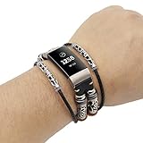 Hunpta@ Uhrenarmband für Fitbit Charge 3 Ersatzarmband mit Lederarmband (Schwarz)