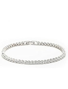 Nina Selles® Feines Tennisarmband farbe Silber - Swarovski Elements Neu NS-791