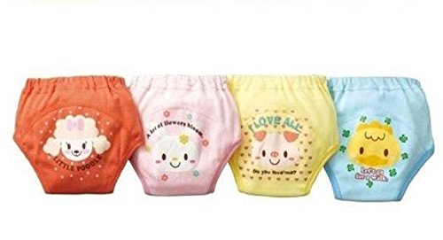 LOSORN ZPY Pack of 4 Baby Toddler Girl's Cute 4 Layers Potty Training Pants Reusable (Size 100)