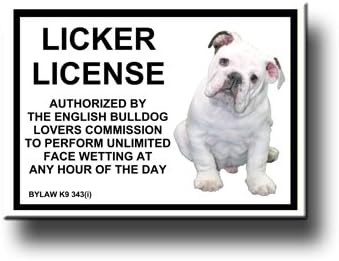 English Bulldog Licker License Fridge Magnet No 3