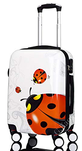 Trolley de cabina 55&nbsp;cm&nbsp;&ndash;&nbsp;Maleta r&iacute;gida 4&nbsp;ruedas de policarbonato ABS Super ligero&nbsp;&ndash;&nbsp;Aprobado por para voli como Easyjet & C.&nbsp;&ndash;&nbsp;Fantasia mariposa Ladybug 55cm