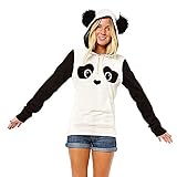 VECDY Damen Pullover,Räumungsverkauf- Herbst Damen Panda Tasche Hoodie Sweatshirt mit Kapuze Pullover Tops Bluse Lässiger Sportpullover Sweatshirt Populärer Pullover Warme Jacke(Weiß，40)