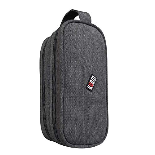 Preisvergleich Produktbild BUBM Universale Tasche mit Doppelschicht Tragetasche für Elektronische Kleingeräte Organiser Reisetasche für Zubehör, Mittel, Grau