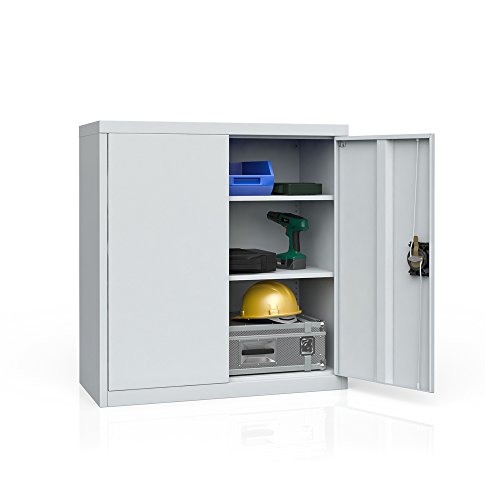 Aktenschrank Büroschrank Werkzeugschrank Metallschrank Universal Stahl Schrank 2 Einlegeböden - 2