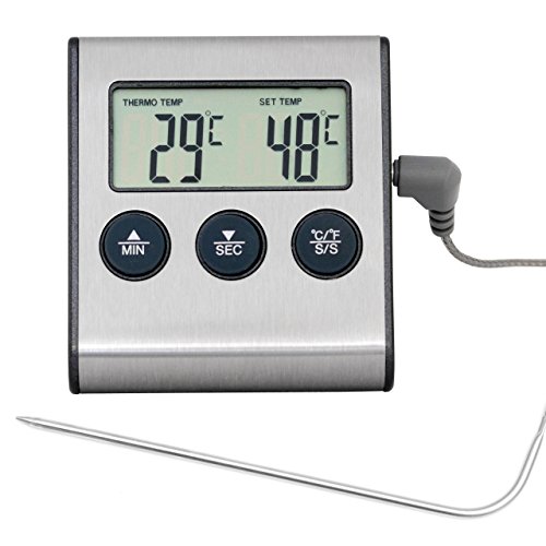 Digital Backofen – Thermometer mit Einstich Fühler Temperaturbeständig bis 250 °C . Alarm , Timer Funktion , Magneten und Ein – Aus Schalter und universal Analog Thermometer als Set - 2