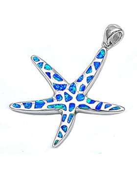 Sterlingsilber Anhänger mit Lab Opal - Seestern