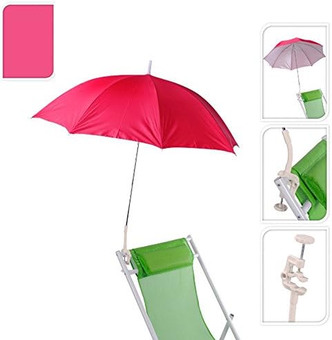 Pro Beach 2 Pack Pink lightweight Clip On Chair Parasol Beach parasol flexible neck Screw on clamp 100cm Outdoor Deckchair Clip On Parasol Shade Protection Umbrella clip on parasol for sun lounger(Pink X2)
