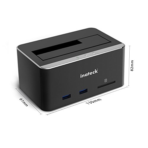 [UASP&8TB] Inateck Aluminium USB 3.0 auf SATA 3 Festplatten Dockingstation zusätzlich mit 2-Port Hub und SD-Kartenlesegerät für 2,5″ und 3,5″ Zoll HDD/SSD, inklusive USB3.0 Kabel mit 12V 2A Netzteil - 3