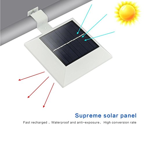 200LM LED PIR Sensor Solarlampe Drahtlos Kaltweiß 7000K Solarleuchte Solar Leuchte Lampe mit Bewegungsmelder Wasserdicht Sicherheit Licht für Garten, Outdoor, Terrasse, Haus, Auffahrt, Treppen, Zaun etc(Weiß 4-pack) - 5