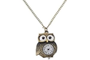 OUTLETISSIMO® OROLOGIO COLLANA DONNA CIONDOLO GUFO SMALTATO E RETRO IN ACCIAIO ET230