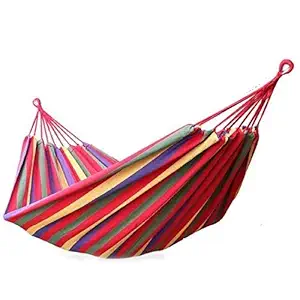 Ramkuwar with device of R Portable Outdoor Hammock Hang Bed Travel Camping Swing Canvas with Backpack (RED 280 * 100 cm 150 kg)