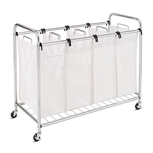 Honey-Can-Do SRT-01158 Verchromter Sortierer mit vier Fächern Metall 100,3 x 46 x 84,5 cm, Natural - 2