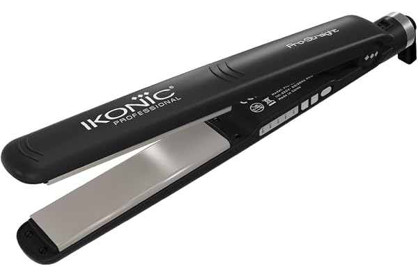 Ikonic Pro Straight Hair Straightener, Black Floating Ceramic Plates Nano Titanium Technology Overheat protection