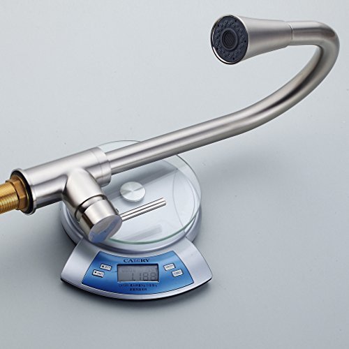 AuraLum 360°Drehbar Küchenarmatur mit herausziehbarem/ausziehbar Brause Küche Spültischarmatur Einhebelmischer Wasserhahn Mischbatterie Spülbecken Armatur - 5