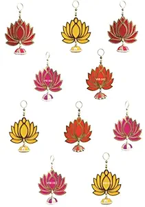 VRB DecTM Lotus Hangings for Decoration/ Floral Wall Hangings for Temple Decor, showpiece for Home Decor (Mix (Pack of 12))