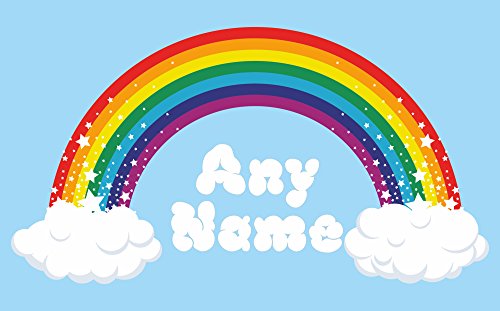 Personalised Rainbow Wall Art. Choose any name vinyl sticker 3 sizes, full colour decal (Large: 100cm x 54cm)