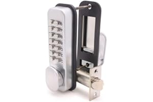 EAI Digital Code Door Lock | Satin Chrome Push Button Mechanical Digital Codelock with Hold Back Function | for Internal & External Use