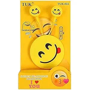 LIGHTER HOUSE Smiley Look Wired Headphones Earphones Earbuds with MIC Outdoor Sport Running Headphones Kids Girl Gifts (01 Pc