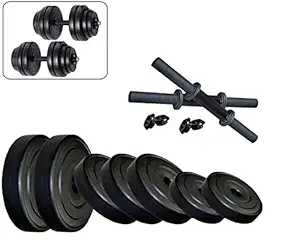 BODY MAXX 10BMKg-Combo 14 Dumbbells Kit 15 Inches Dumbells Rod , Black (BMPIPE10bm)