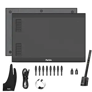 Parblo A610 Plus Drawing Tablet, 10.2 x 6.1 Inches Large Working Area Graphic Tablet, 8192 Levels Battery-Free Stylus Pen Tablet with 10 Hotkeys, Compatible with Windows Mac OS