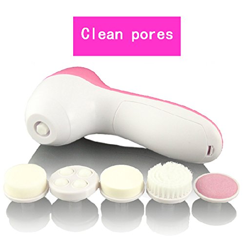 family-baby Multi-Function Portable Facial Skin Care Electric Massager Scrubber with Facial Latex Brush Cosmetic Sponge