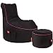 Produktbild GAMEWAREZ Classic Series Mystic Sitzsack Set, Made in Germany. für PS4, XBOX360, XboxOne, Nintendo DS, Nintendo Switch, Smartphone. Schwarz mit pinkem Keder und Tasche