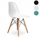 Due-home (Nordik) - Silla tower wood , Color blanco y madera de haya ,dimensiones 47 cm ancho x 56 cm fondo x 81 cm altura